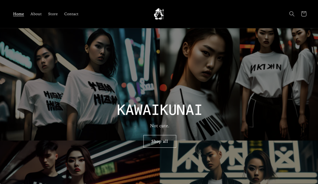 Kawaikunai, edgy Japanese steet style clothing brand home page